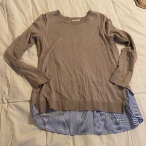LOFT sweater with blue shirt detail underneath